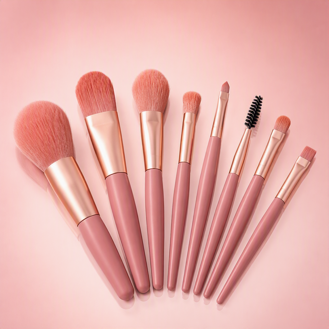 ✨ 8-Piece Pink & Gold Makeup Brush Set 💕