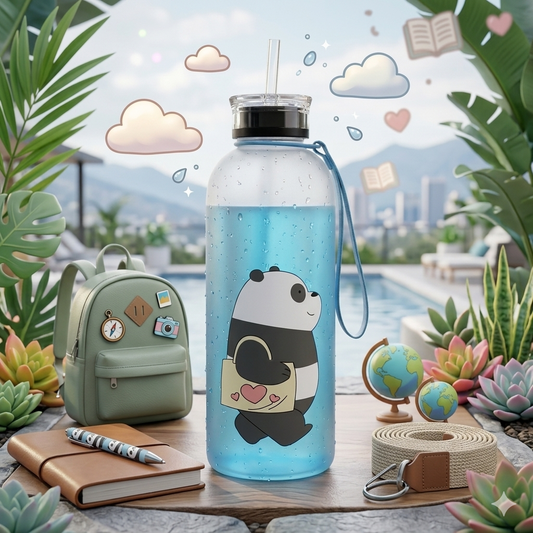 🐼 We Bare Bears Panda Water Bottle 1000ML | Hydration Bottle