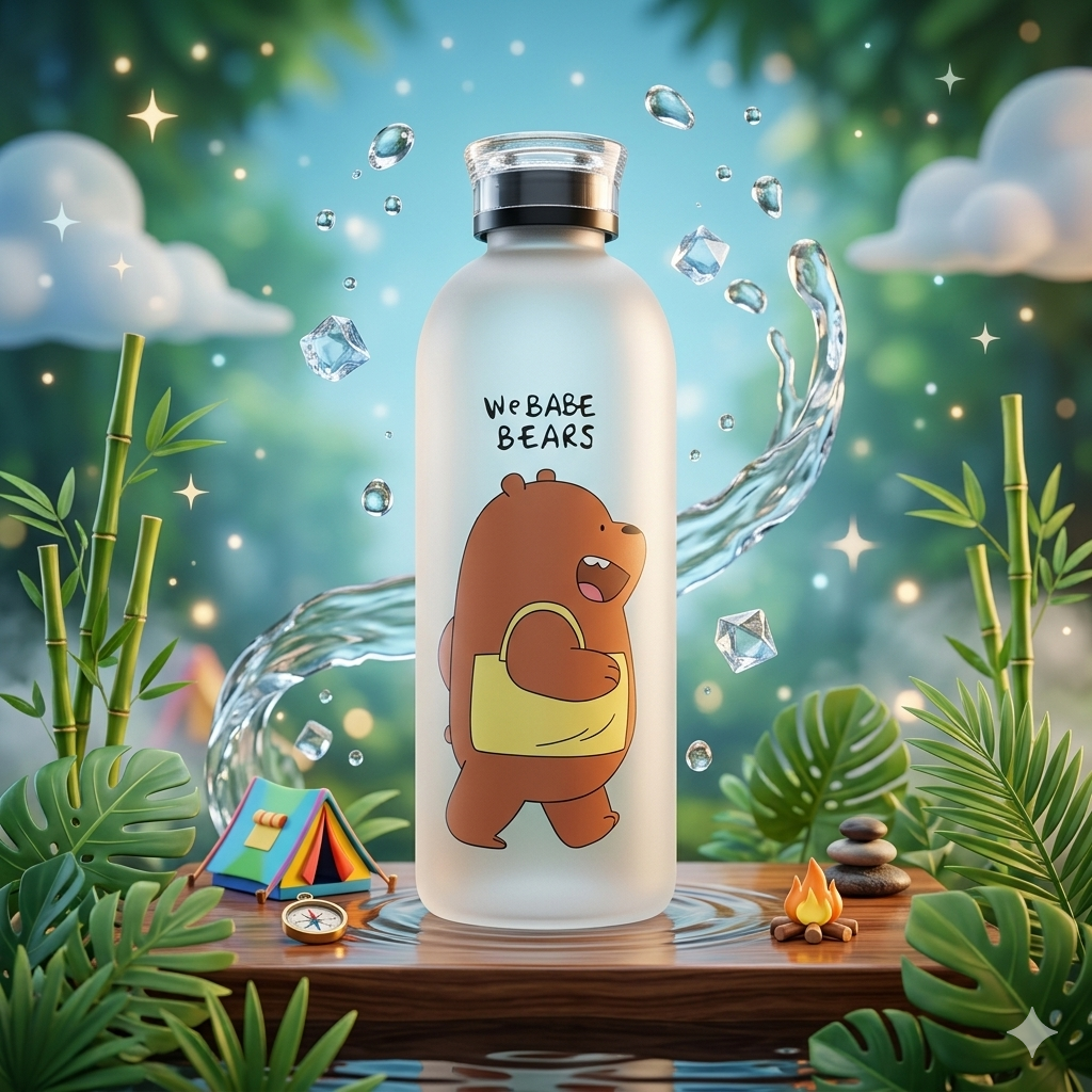 🐼 We Bare Bears Panda Water Bottle 1000ML | Hydration Bottle