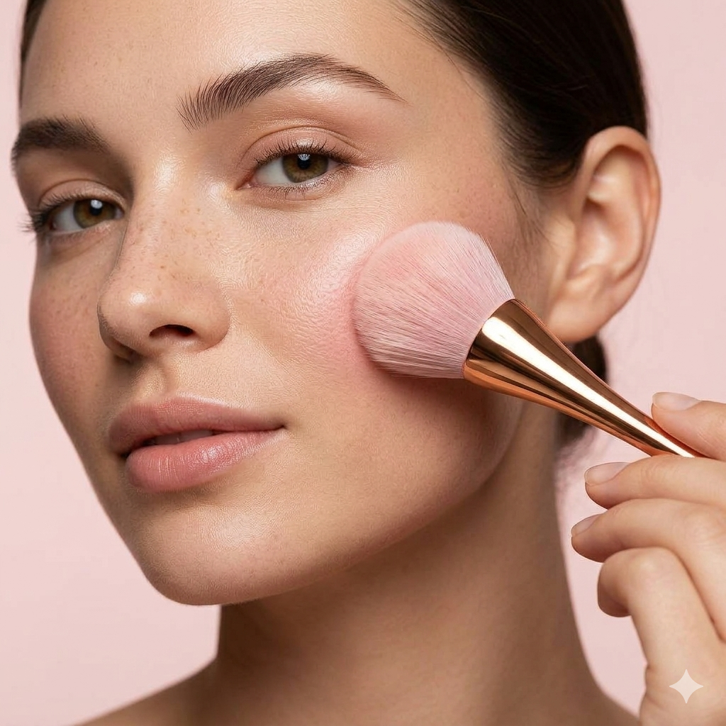 🖌️ Golden Makeup Blending Brush – Soft & Flawless Finish