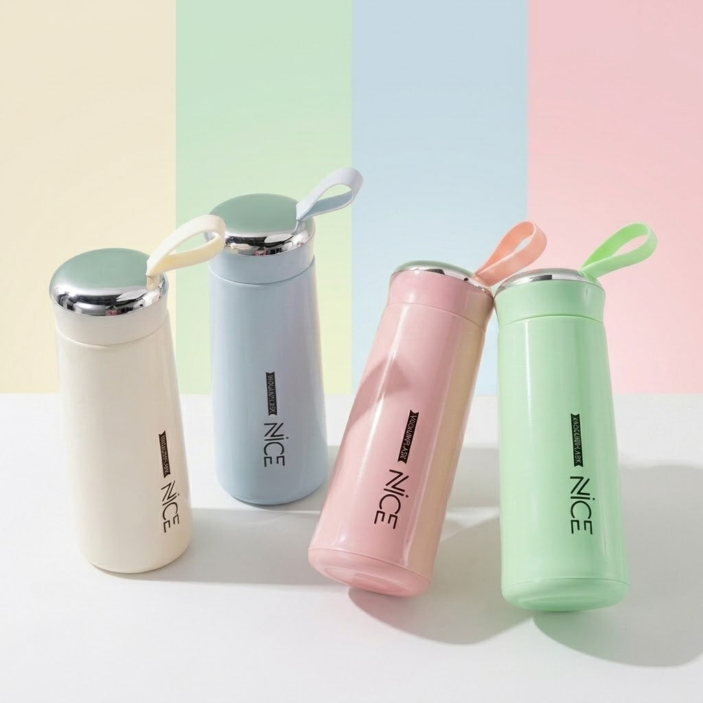 Stylish Portable Glass Water Bottle – Protective & Convenient, 400ml