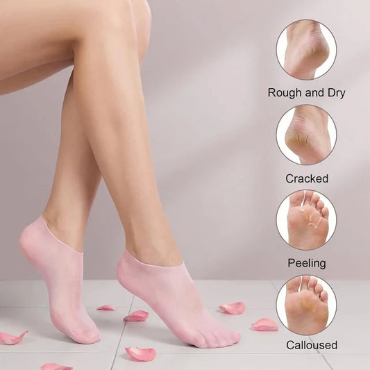 🧦 Premium Silicone Moisturizing Gel Socks – Reusable Heel Repair & Dry Foot Treatment