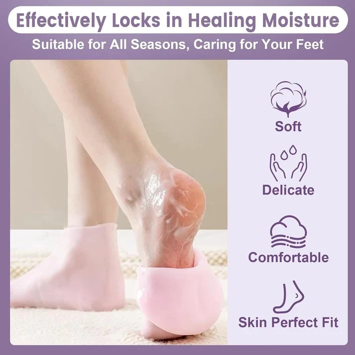 🧦 Premium Silicone Moisturizing Gel Socks – Reusable Heel Repair & Dry Foot Treatment
