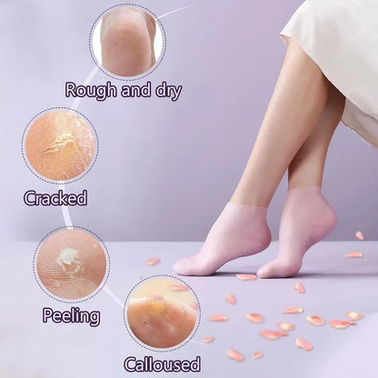 🧦 Premium Silicone Moisturizing Gel Socks – Reusable Heel Repair & Dry Foot Treatment
