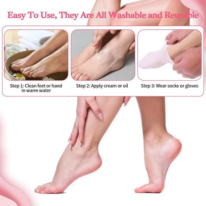 🧦 Premium Silicone Moisturizing Gel Socks – Reusable Heel Repair & Dry Foot Treatment