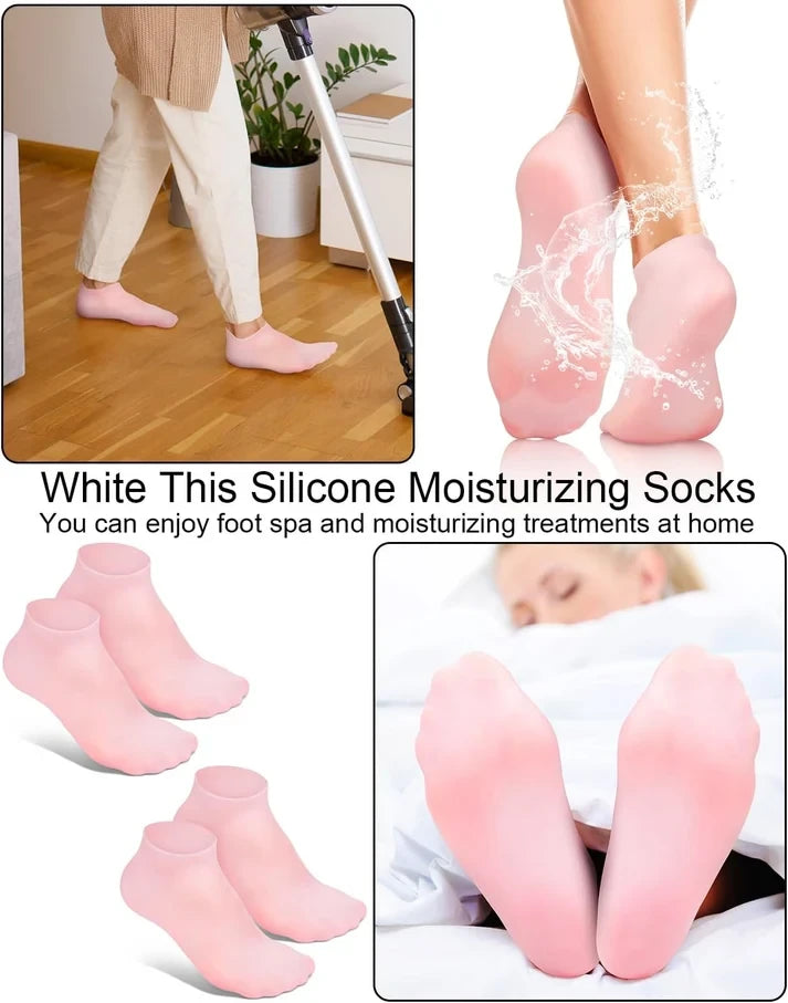 🧦 Premium Silicone Moisturizing Gel Socks – Reusable Heel Repair & Dry Foot Treatment