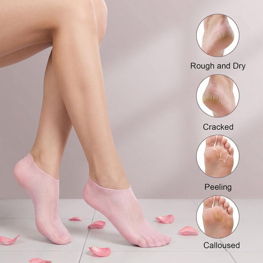 Silicone moisturizing gel socks for dry and cracked heels